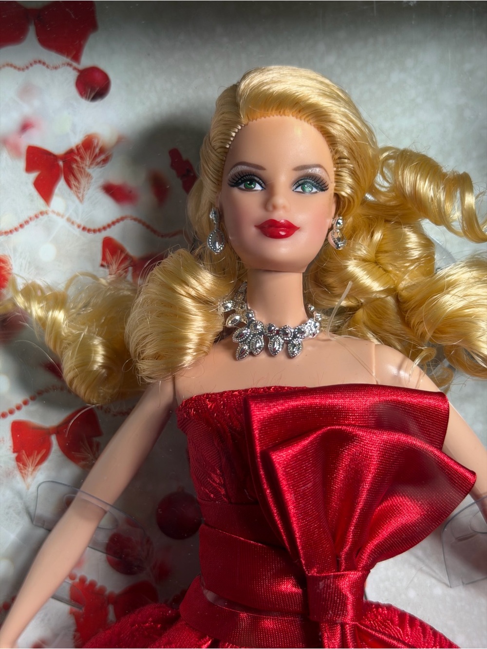 Barbie Blonde Hair Doll in Red Satin Gown